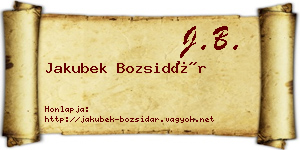Jakubek Bozsidár névjegykártya